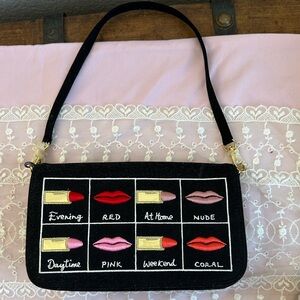 Lulu Guinness Black Bag with Lipstick Motif  NWOT